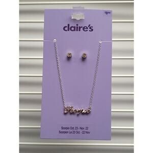 Claires Scorpio Necklace Jewelry Silver Earring Set Cubic Zirconia Girls Womens